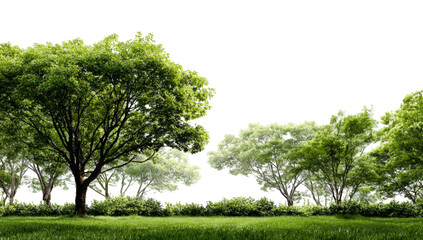 Lush green trees in a grassy field