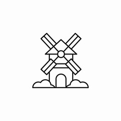 old style windmill building icon sign vector