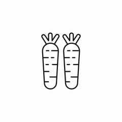 two fresh carrots icon sign vector
