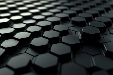 Intricate 3D representation of a hexagon cell structure in black.