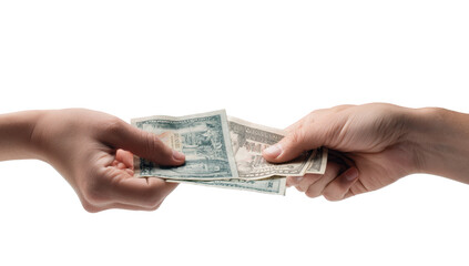 Hand during spend money png in 3d transparent for payment presentation.