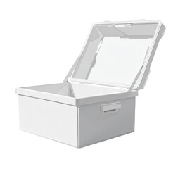 Open white storage box
