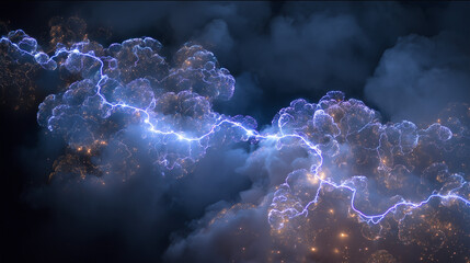 Ethereal neutrino trails painting fractal illuminations across the night sky.