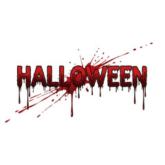 Halloween Text Vector Icon: Spooky 'Halloween' Typography with Dripping Letters for Holiday Designs, Party Flyers, and Social Media