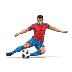 Dynamic soccer player in action, ready to kick the ball, perfect for sports marketing and athletic brand promotions