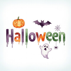 Fototapeta premium Halloween Text Vector Icon: Spooky 'Halloween' Typography with Dripping Letters for Holiday Designs, Party Flyers, and Social Media