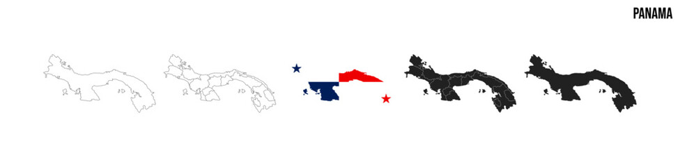Panama map set. Vector EPS 10