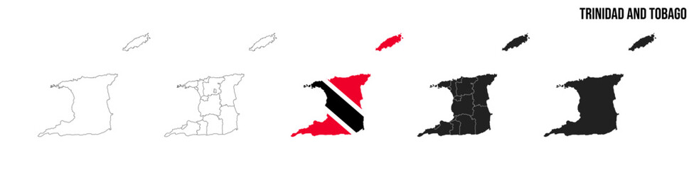 trinidad and tobago map set. Vector EPS 10