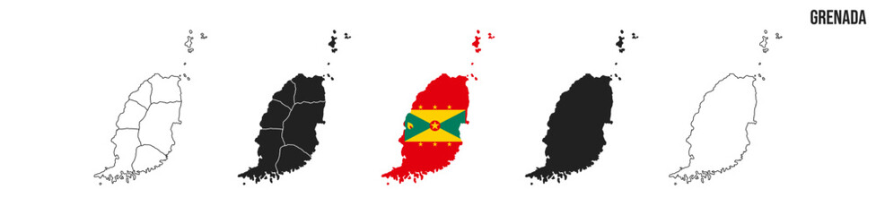 Grenada map set. Vector EPS 10