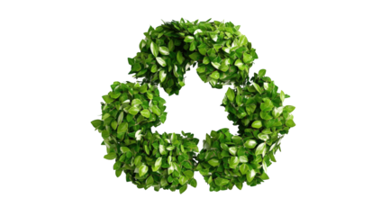 Green leaf recycle symbol on black background