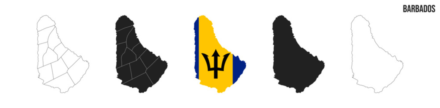 Barbados map set. Vector EPS 10