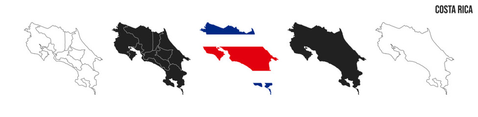 Fototapeta premium Costa Rica map set. Vector EPS 10