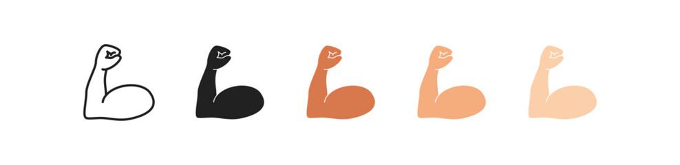 Strong hand, biceps icon set. Gym, training, fitness symbol. Vector EPS 10