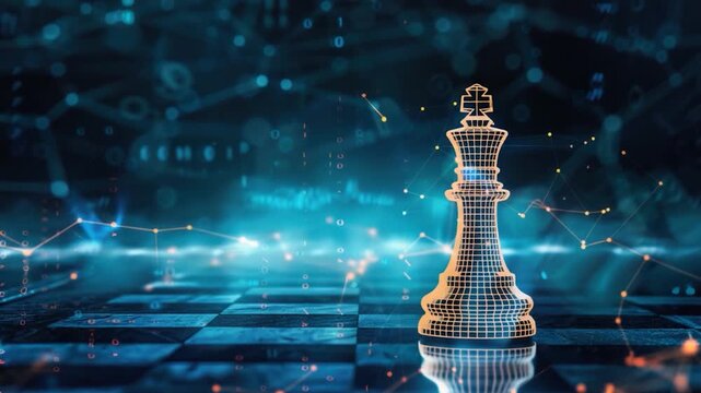 A single chess piece sitting on an empty chess board
