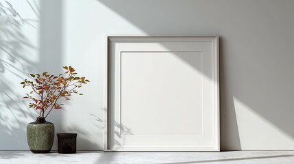 Minimalist Frame and Vase in Sunlit Interior