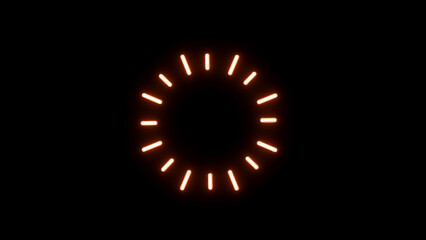 Glowing Orange Circular Loading Spinner Animation on Black Background circle neon