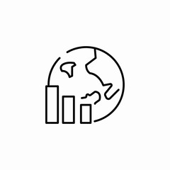 globe with bar chart icon sign vector