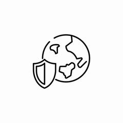 globe with shield icon sign vector