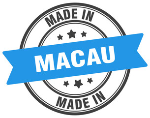 Made in Macau round sign. Made in Macau stamp.