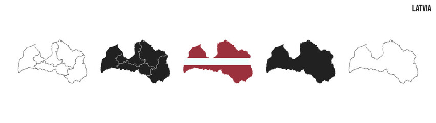 Fototapeta premium Latvia map set.Map of Latvia with flag. Vector EPS 10