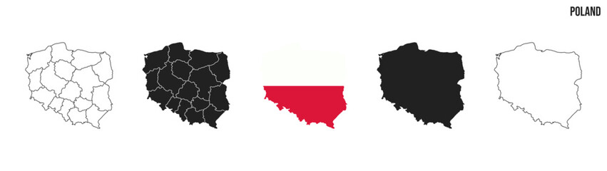 Poland map set. Map of Poland with flag.  Vector EPS 10