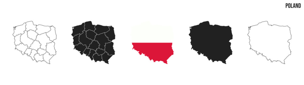 Fototapeta Poland map set. Map of Poland with flag.  Vector EPS 10
