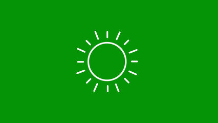 Simple White Sun Icon on Green Background symbol weather