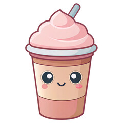  Minimal Kawaii Pastel Coffee Cup with Whipped Cream