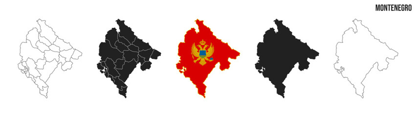 Montenegro map set. Map of Montenegro with flag.  Vector EPS 10