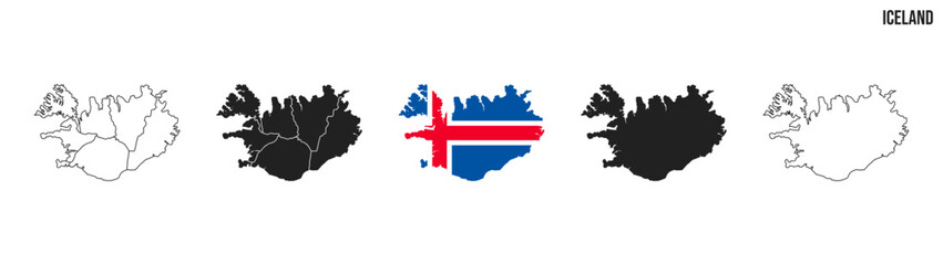 Fototapeta premium Iceland map set. Map of Iceland with flag. Vector EPS 10