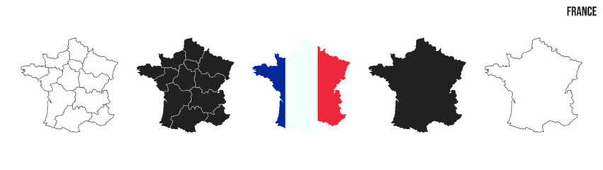 France map set. Map of France with flag.  Vector EPS 10