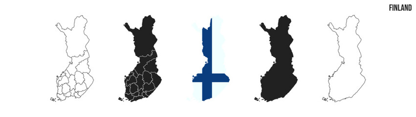 Finland map set. Map of Finland with flag.  Vector EPS 10
