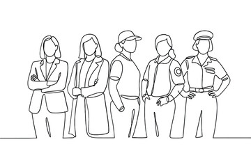 Diverse group of professionals standing together in solidarity