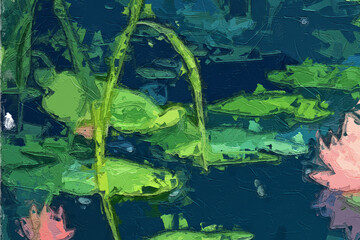 Various oil paintings, flowers, ducks, landscapes, waterfalls, lotus leaves, trumpet flowers, cats and dogs