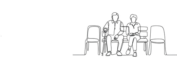 Two people sitting on a bench in a sketch style