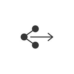 Simple graphic icon depicting a network branching out with an arrow showing direction.