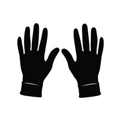Silhouette of two hands wearing protective gloves demonstrating personal hygiene practices, garden gloves silhouette vector illustration