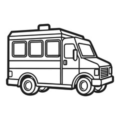 Ambulance van emergency medical service vehicle transportation illustration simple outline drawing for healthcare and rescue vector