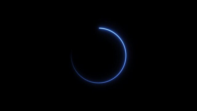 circle loading ber animation neon light on black background.	