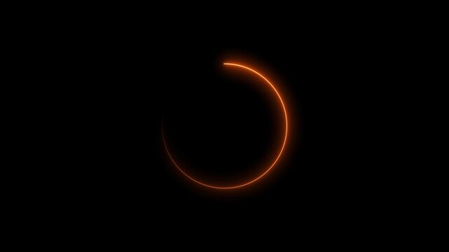 circle loading ber animation neon light on black background.	