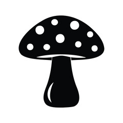 Black and White Illustration of a Toadstool Mushroom with White Spots, magic mushroom icon silhouette vector illustration