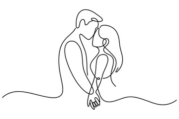 Continuous One-Line Vector Drawing of a Parent Holding a Child. Editable Stroke.