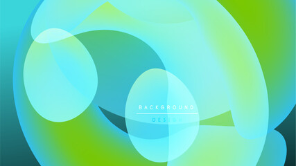 Abstract fluid shapes blend vibrant blues, greens. Soft gradients create dynamic background design. Minimalist aesthetic, modern feel.