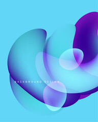 Abstract fluid shapes overlap, creating vibrant blue, purple gradients. Modern design element for backgrounds, presentations.