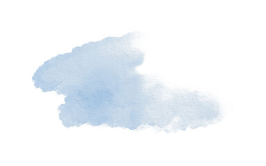 Soft celestial blue watercolor stain with organic edges and natural pigment flow. Dreamy translucent texture of sky for ethereal backgrounds,artistic projects,nature-inspired designs.Isolated on white