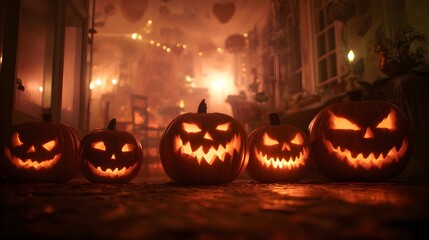 Fototapeta premium halloween pumpkin on a dark background