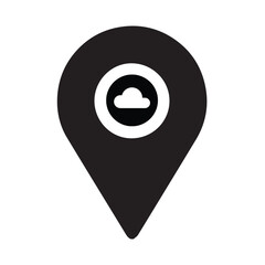 Cloud Location Pin Vector Icon for Digital and Weather Services