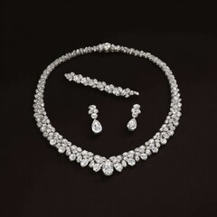 Diamond necklace, bracelet, and earrings set (1)