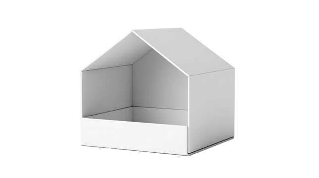 White paper house-shaped storage box