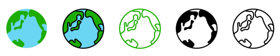 シンプルな地球のアイコンイラスト